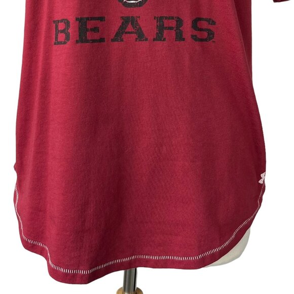 Under Armour Tshirt Brown University Womens Large Red Vneck Semi Fitted - Picture 4 of 9